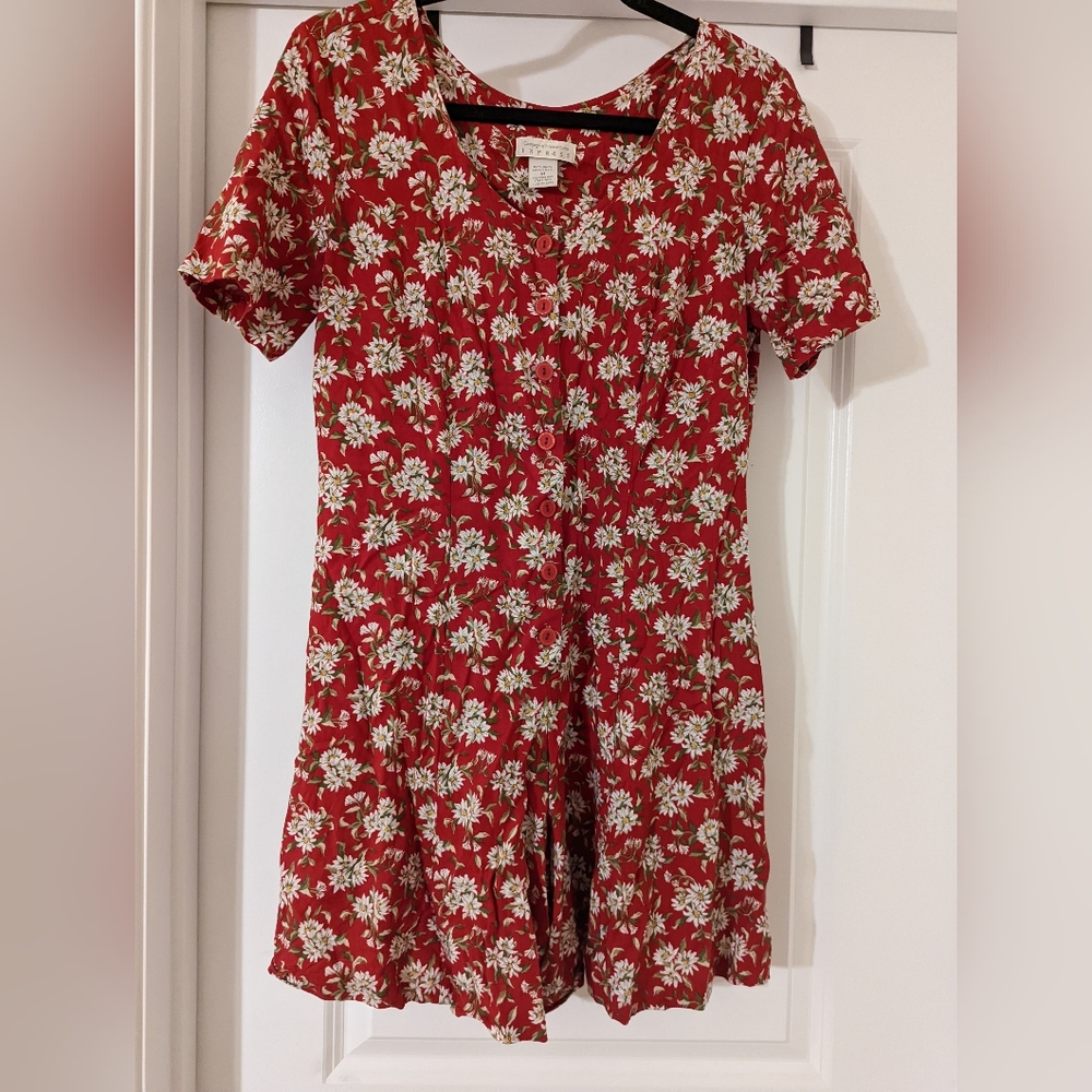 SOLD Vintage '90s Red Floral Daisy Grunge Romper